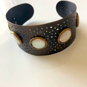 Gold bronze pearl procession cuff bracelet by Anthropologie